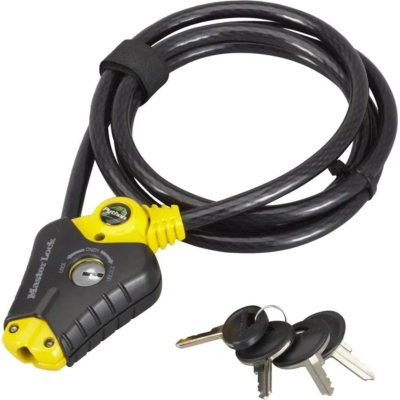 Cable de sécurité python Master Lock en acier tressé longueur 1m80 diamètre 10mm avec clefs