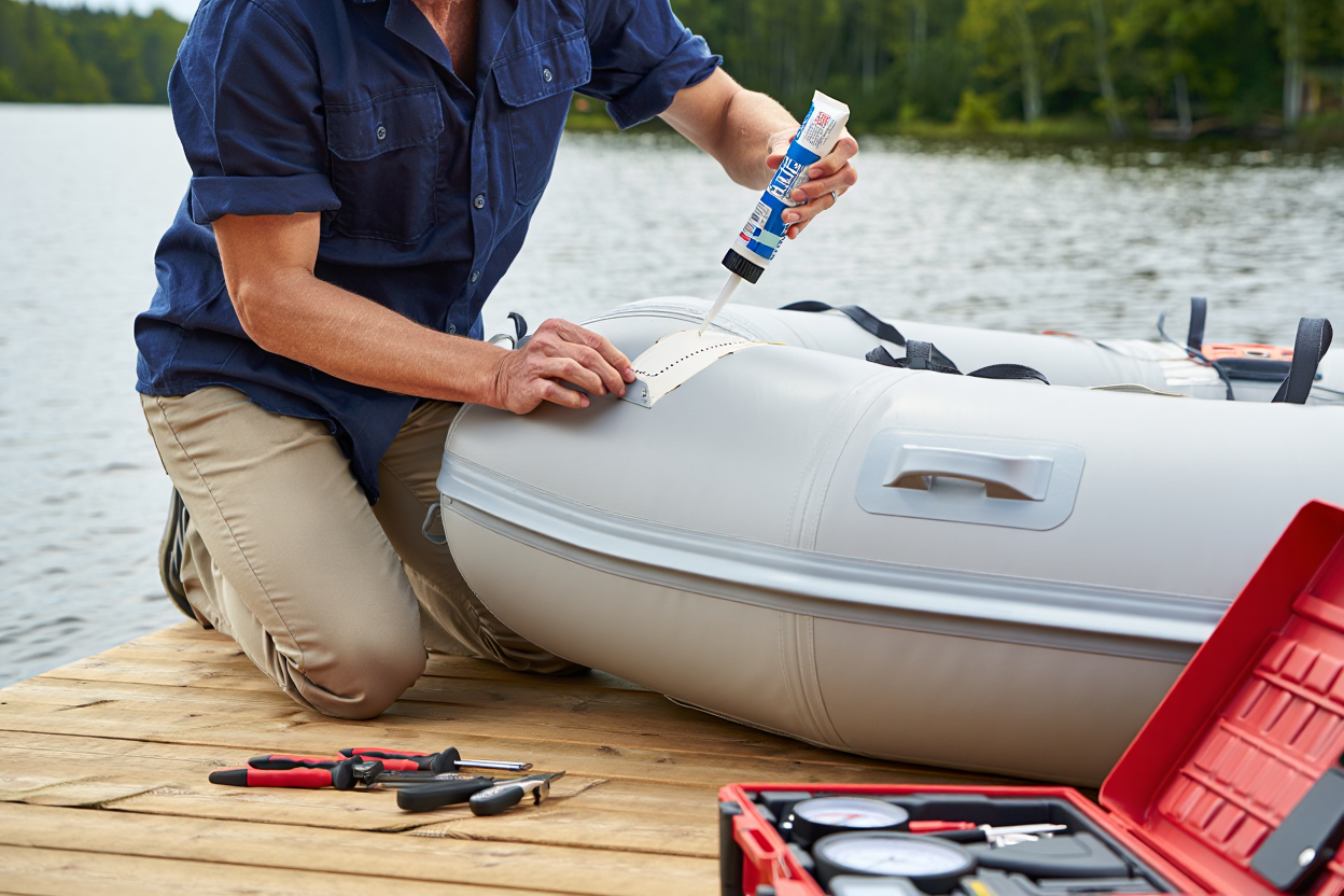 Étapes pratiques de réparation d'un bateau pneumatique avec kit complet